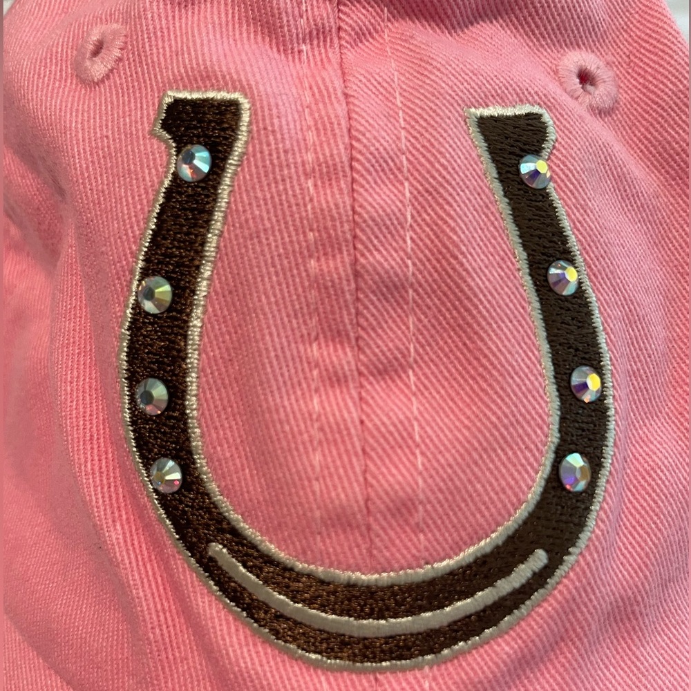 Pink Bling Horseshoe Embroidered Baseball Cap - Picture 3 of 7